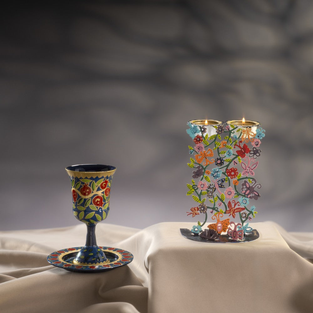 Laser-Cut Candlesticks with Hand-Painted - Butterfly