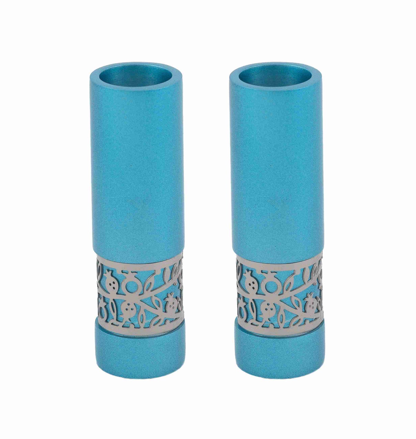 Round Candlesticks with Pomegranate Design – Turquoise