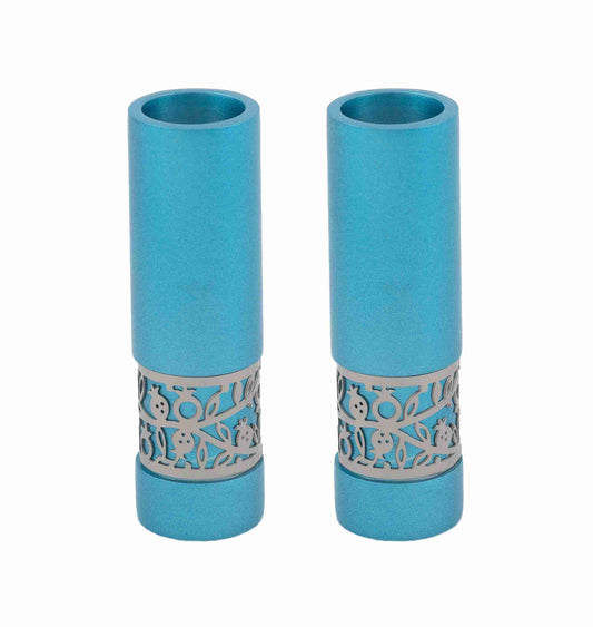 Round Candlesticks with Pomegranate Design – Turquoise