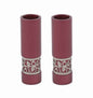 Round Candlesticks with Pomegranate Design – Burgundy