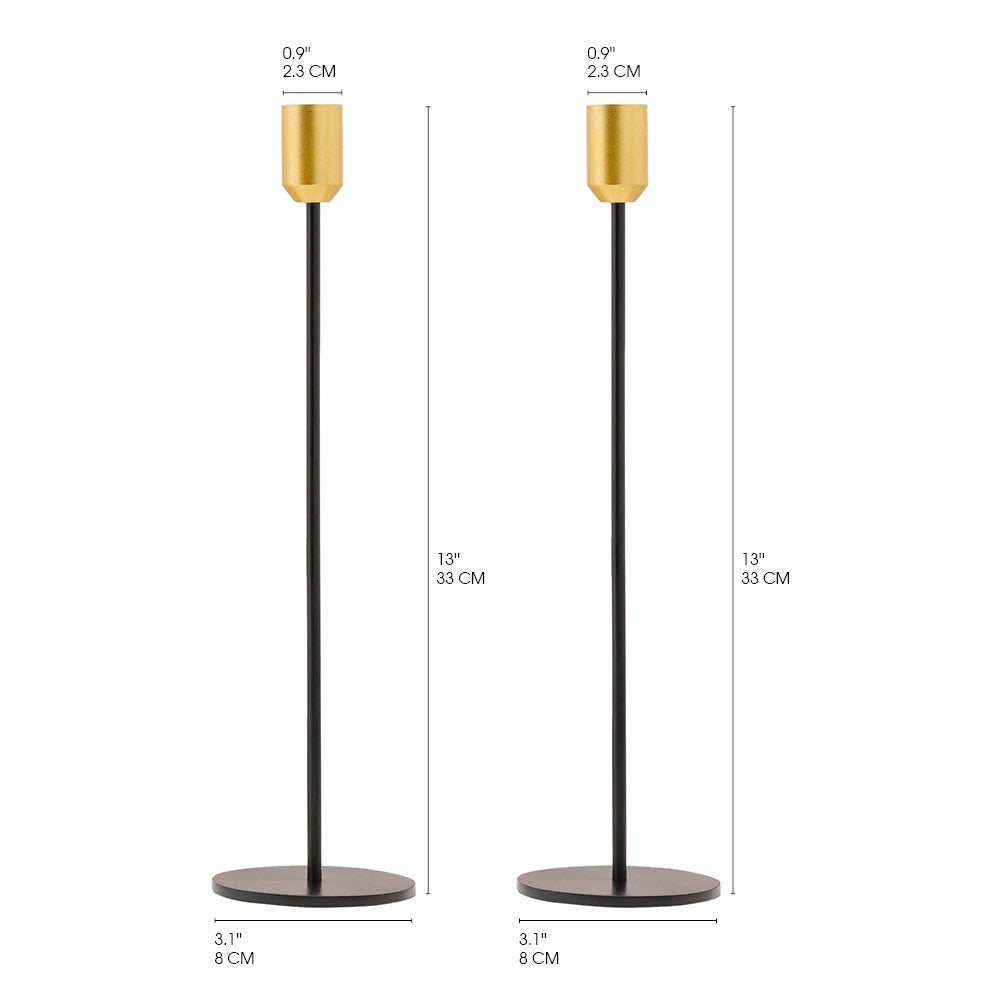 Tall candlesticks Set - Black & Gold 13"
