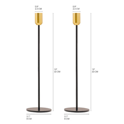 Tall candlesticks Set - Black & Gold 13"