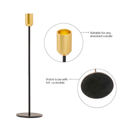 Tall candlesticks Set - Black & Gold 13"