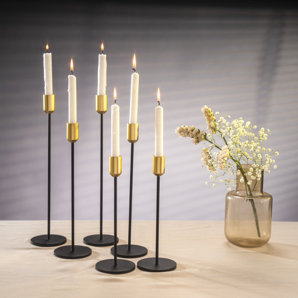 Tall candlesticks Set - Black & Gold 13"