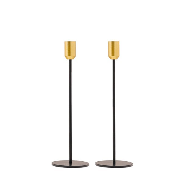 Tall Candlesticks Set – Black & Gold 11"