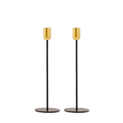Tall Candlesticks Set – Black & Gold 11"