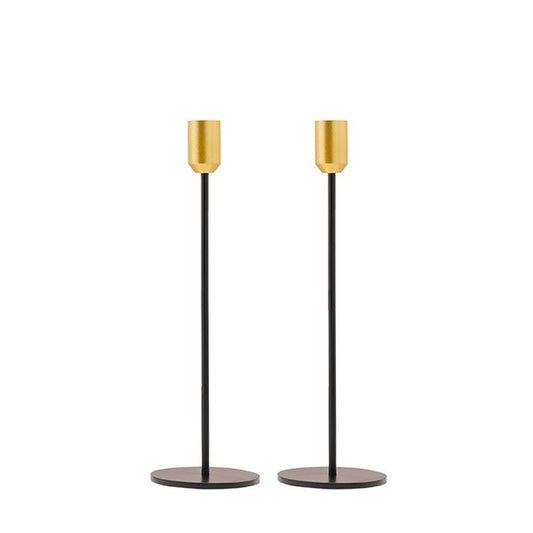 Tall Candlesticks Set – Black & Gold 11"