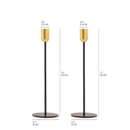 Tall Candlesticks Set – Black & Gold 11"