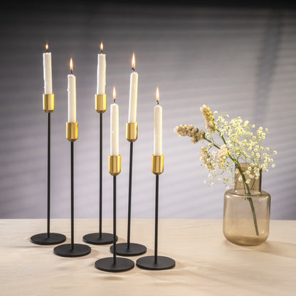Tall Candlesticks Set – Black & Gold 11"
