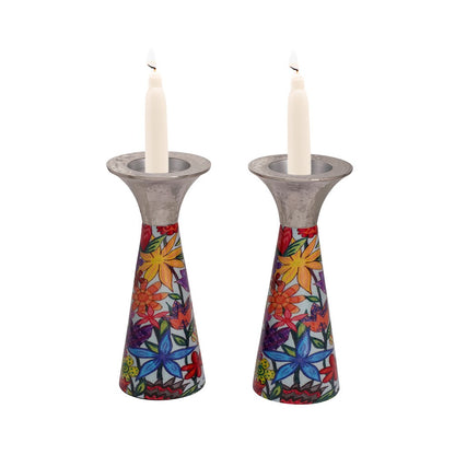 Low Cone Candlesticks with - Flowers