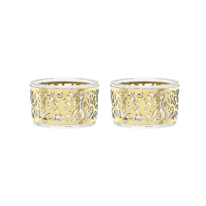 Pair of Tea Light Holders – Glass & Copper Pomegranate Design