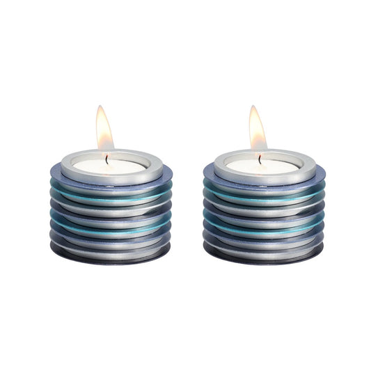 Tea Light Candle Holders with Discs - Blue