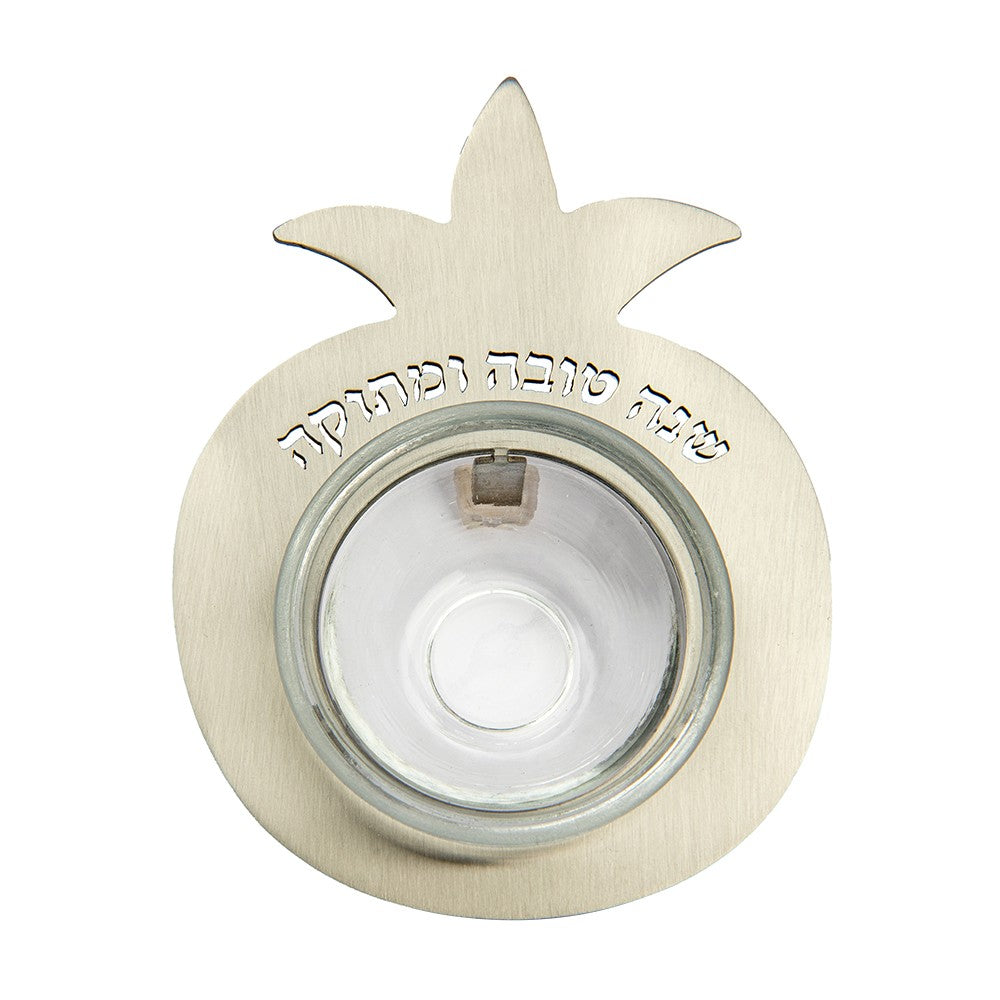 Pomegranate & Small Glass Bowl – Shana Tova – Silver