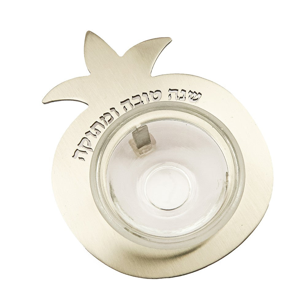 Pomegranate & Small Glass Bowl – Shana Tova – Silver