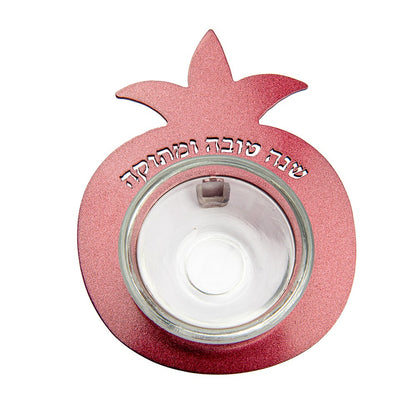 Pomegranate & Small Glass Bowl – Shana Tova – Burgundy