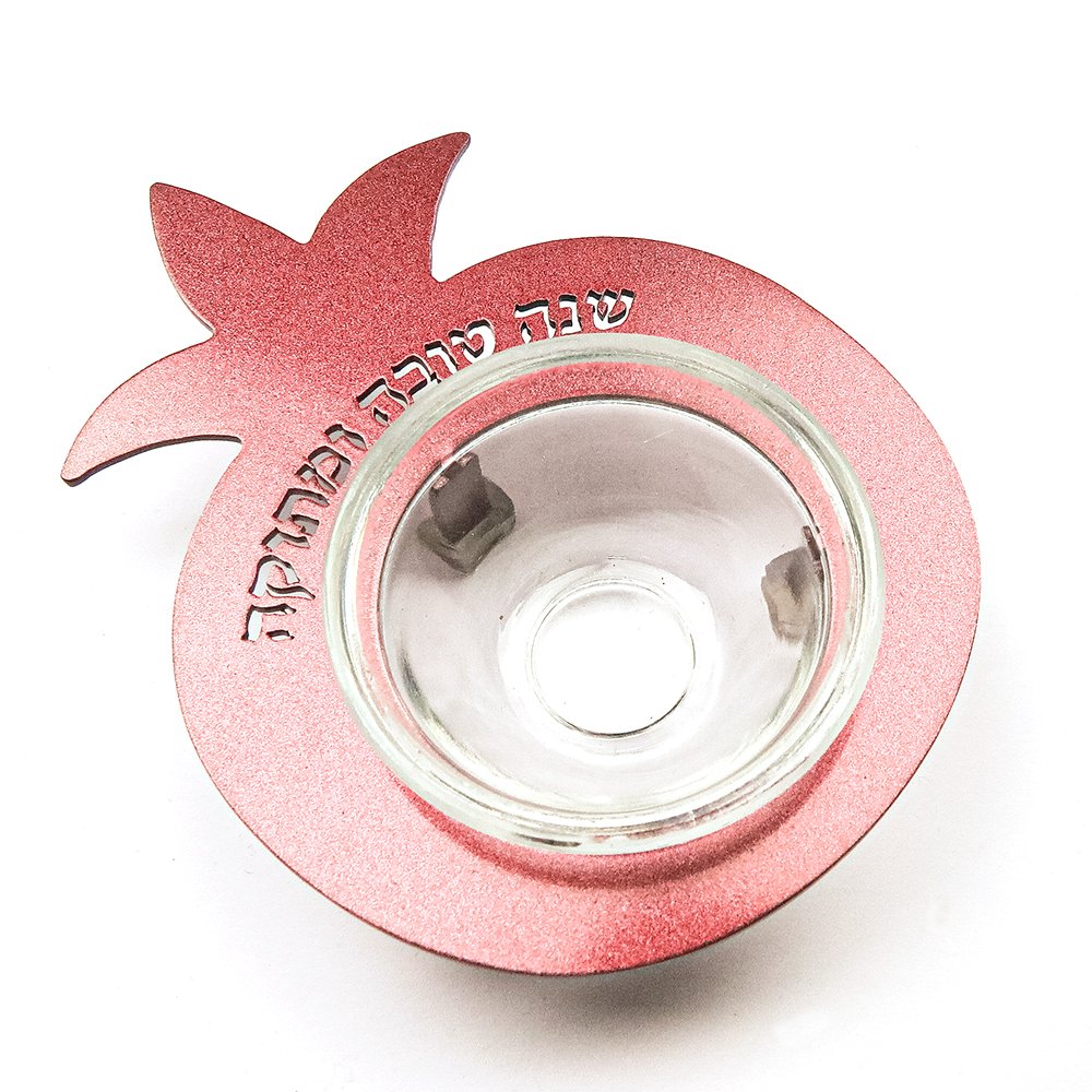 Pomegranate & Small Glass Bowl – Shana Tova – Burgundy