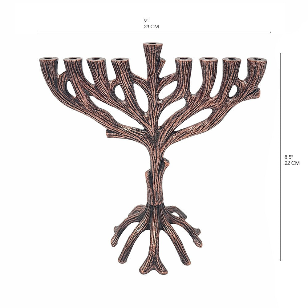 Tree of Life Hanukkah Menorah – Copper 9"