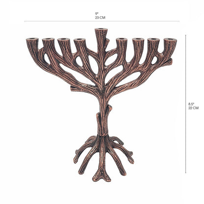 Tree of Life Hanukkah Menorah – Copper 9"