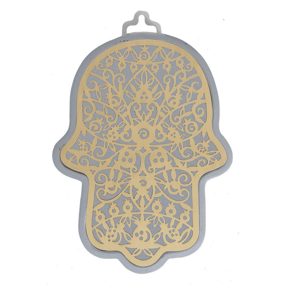 Large Hamsa – Silver with Copper Pomegranate Metal Design