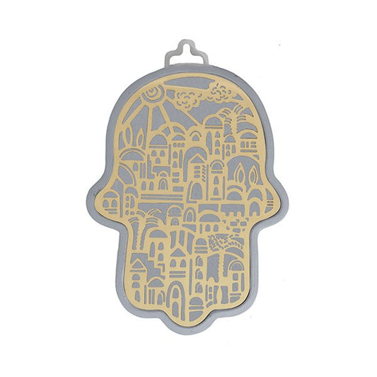 Hamsa Silver with Copper Jerusalem Metal Design - Small