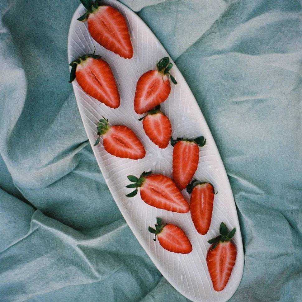 Oval Plate | White with White Pattern