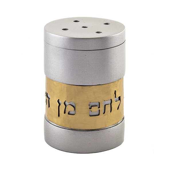 Silver Salt Shaker with Copper Text Design