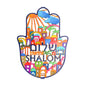 Large Hamsa with Enamel Finish – Jerusalem Design with "Shalom" in Hebrew & English