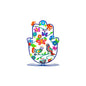 Small Metal Stand – Colorful Painted Hamsa with Birds Design