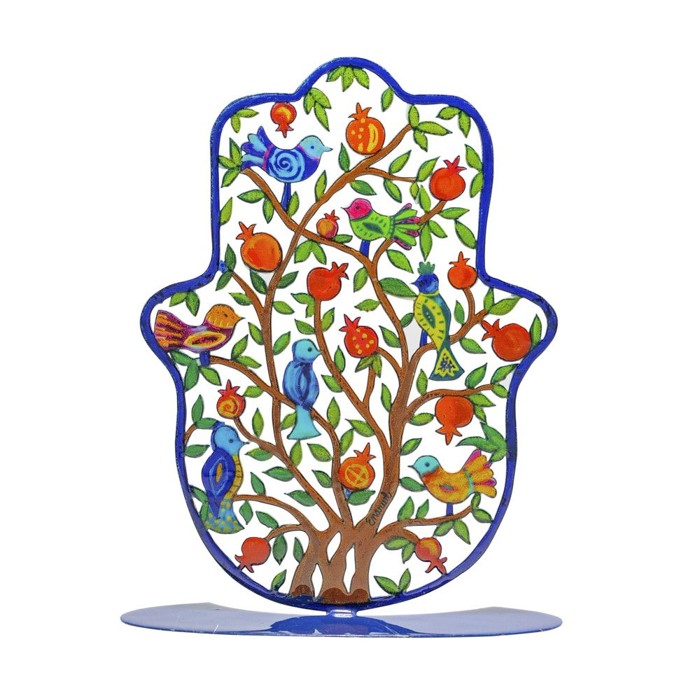 Large Metal Stand – Hamsa with Tree of Life Design