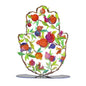 Large Metal Stand – Hamsa with Hand-Painted Pomegranate Design