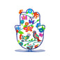 Medium Metal Stand – Colorful Painted Hamsa with Birds Design