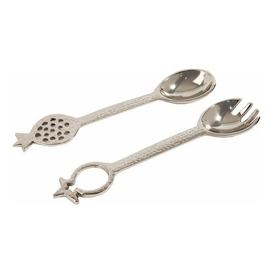 Salad Serving Spoon Set – Hand-Hammered Pomegranate Design