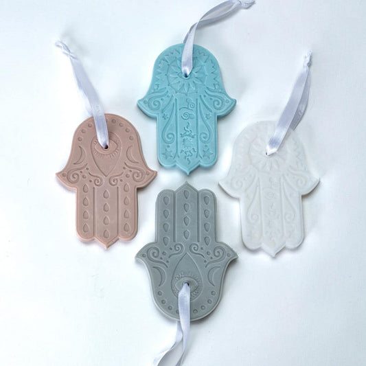 White - Large Fragrant Hamsa Soap with Hanging Ribbon