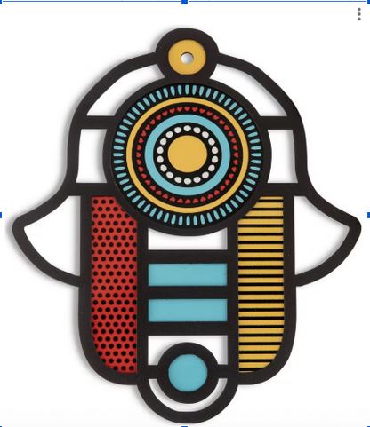Stained Glass–Style Hamsa Wall Hanging – colorful