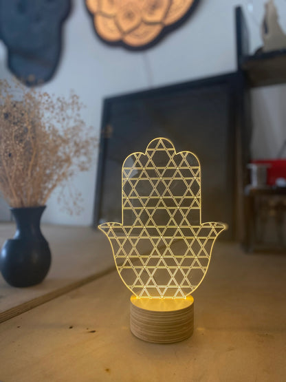 Star Of David Hamsa Led Lamp