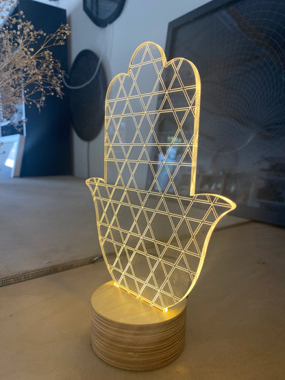 Star Of David Hamsa Led Lamp