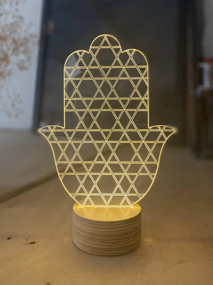 Star Of David Hamsa Led Lamp