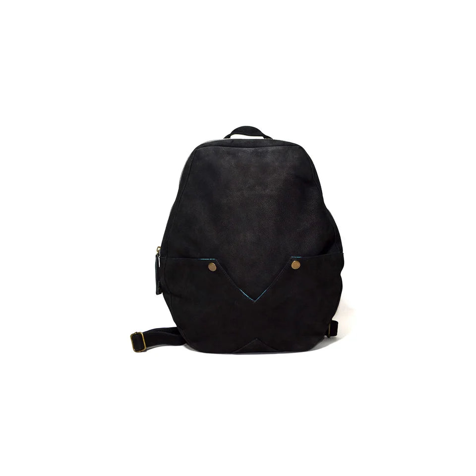 VIOLIN – Handmade Leather Backpack – Blue with Black Pocket