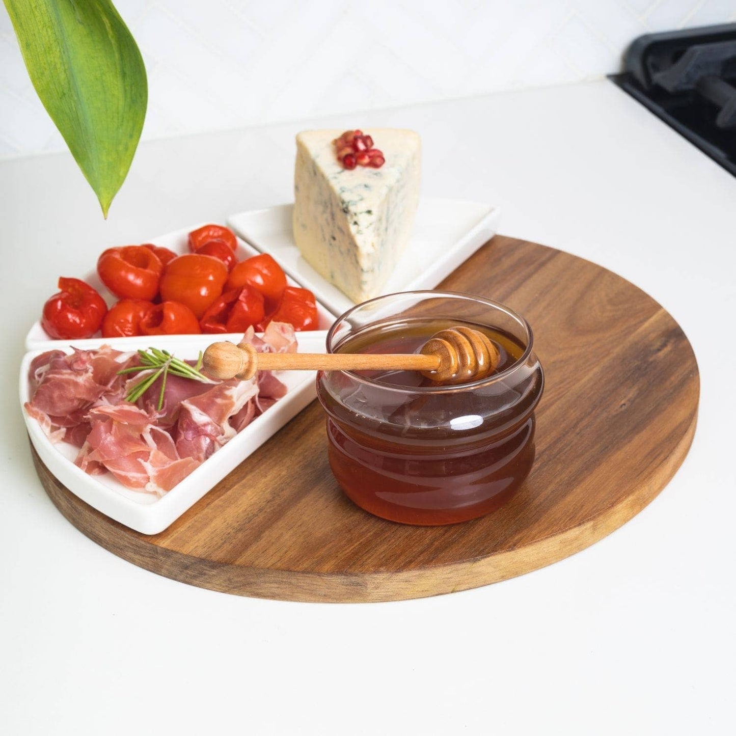 Glass Honey Jar & Dipper With Birch Wood | 250 ml