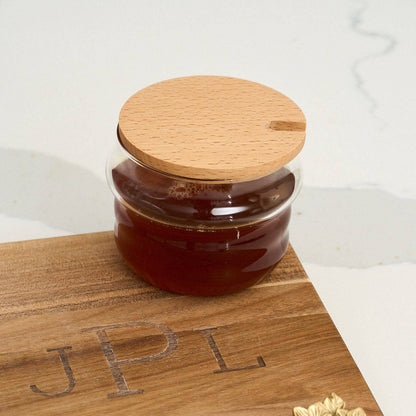 Glass Honey Jar & Dipper With Birch Wood | 250 ml