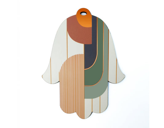 Green and Brown Small Wooden Hamsa
