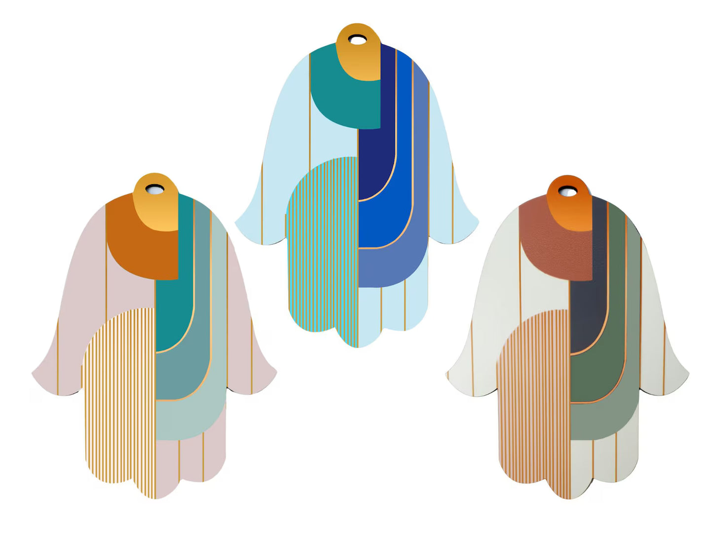 Blue Small Wooden Hamsa