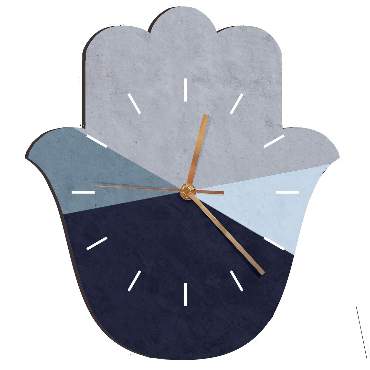 Modern Geometric Hamsa shape wooden clock - Blue