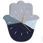 Modern Geometric Hamsa shape wooden clock - Blue