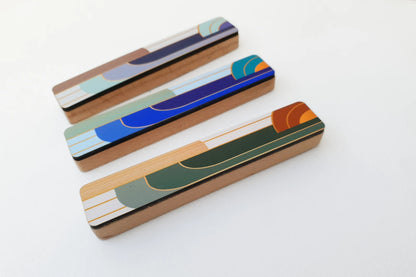 Modern Wooden Mezuzah Case - Green