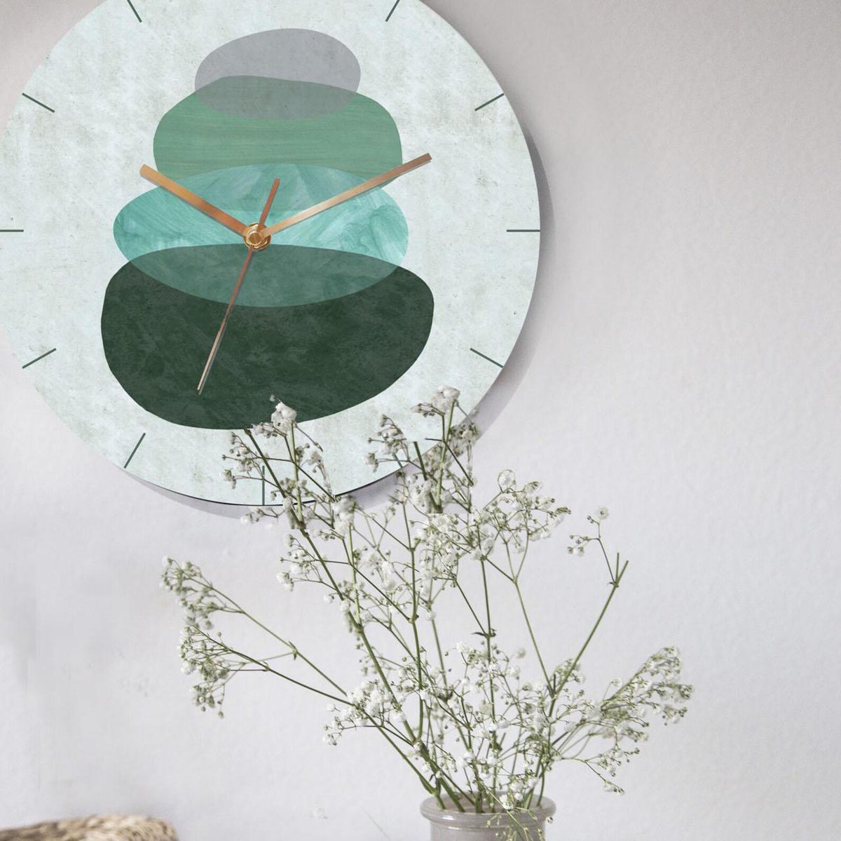Scandinavian Wooden Wall Clock - Green