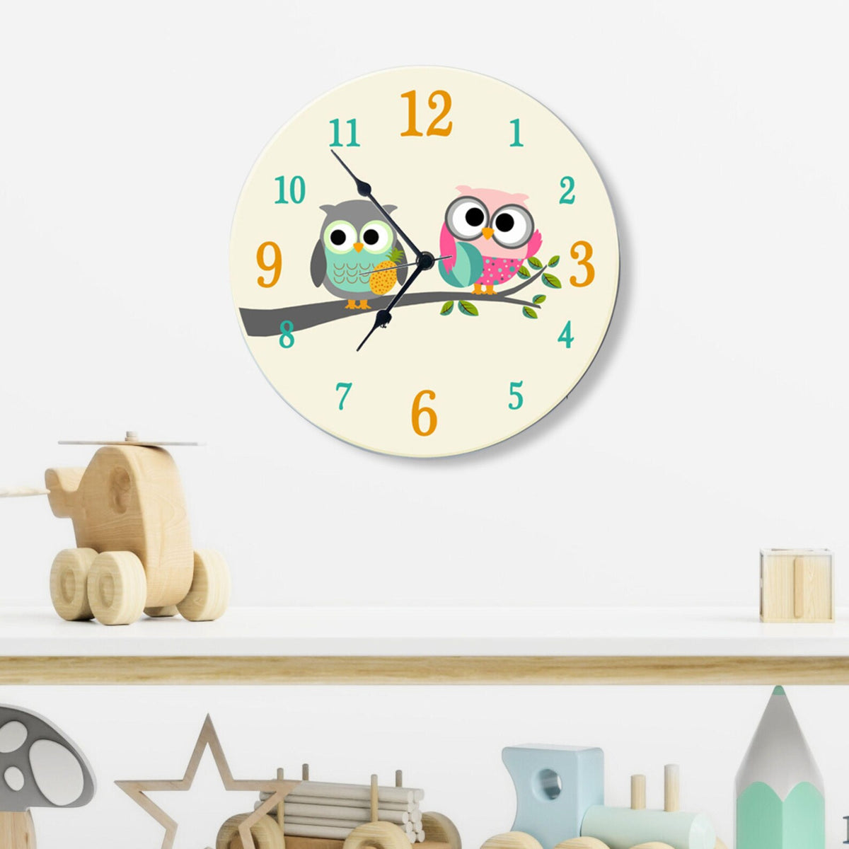 Large Owl Wall Clock for Kids’ Room