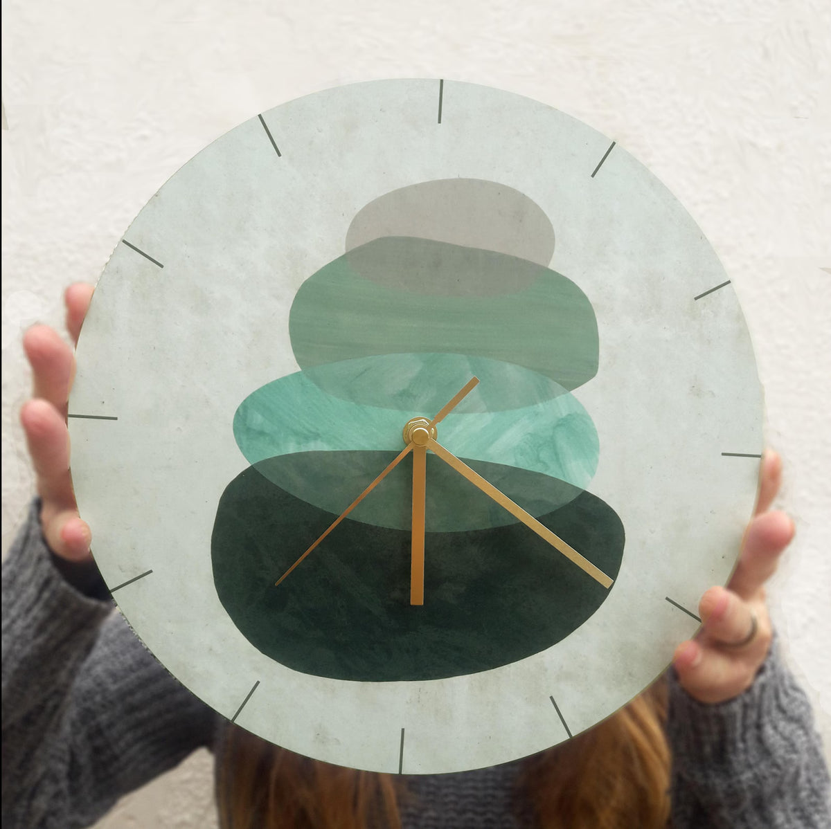 Scandinavian Wooden Wall Clock - Green