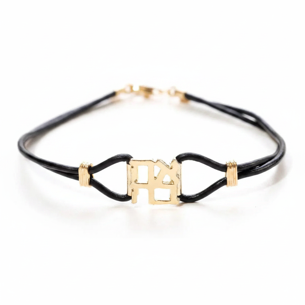 Ahava Leather Bracelet – Gold and Black