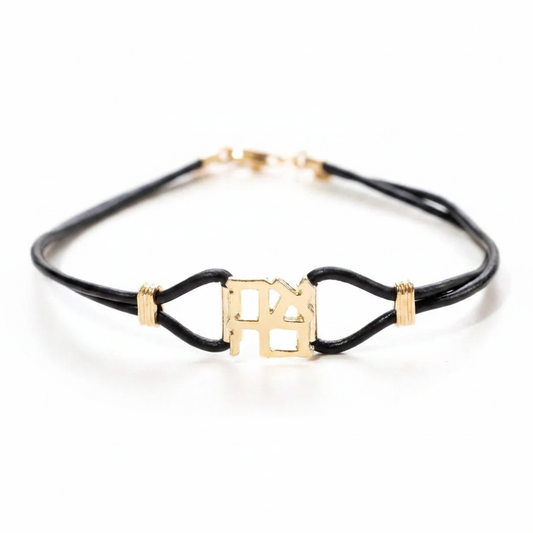 Ahava Leather Bracelet – Gold and Black